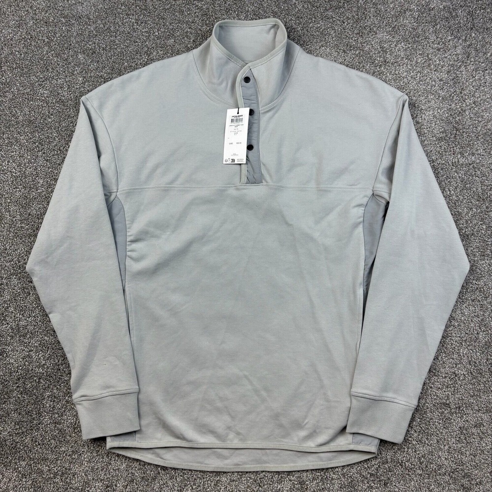 Jack Jones Core Fleece Pullover Mens Large Gray High Neck Polyester Utility Golf